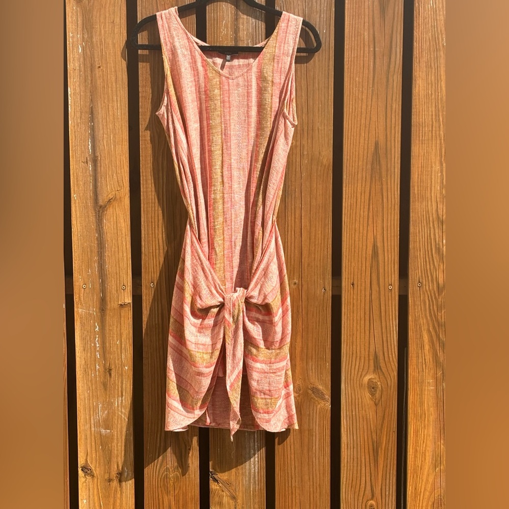 Drew Linen-Blend Tie Front Wrap dress from Anthropologie. Size S